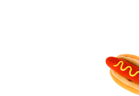 Fauna London American Classic Hot Dog enrichment toy for pets, featuring a colorful, soft pet toy designed for interactive play.