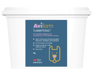 Aviform TUMMYTONIC New Formula Penta-biotic digestive supplement for dogs, with probiotic capsules and ingredients for gut health.