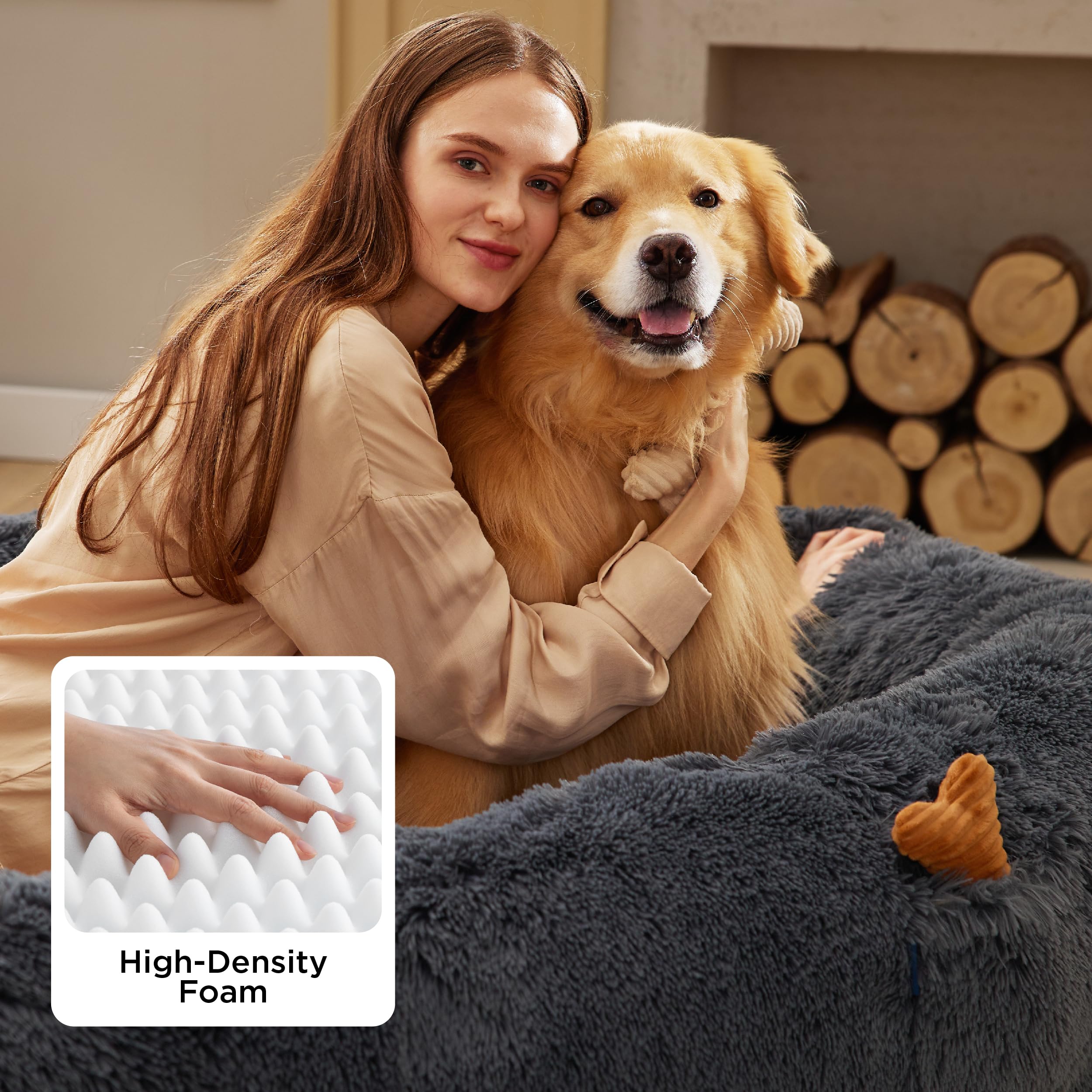Bedsure Human Dog Bed — Calming Giant Orthopedic Faux Fur Bed for Adults 71x44x12