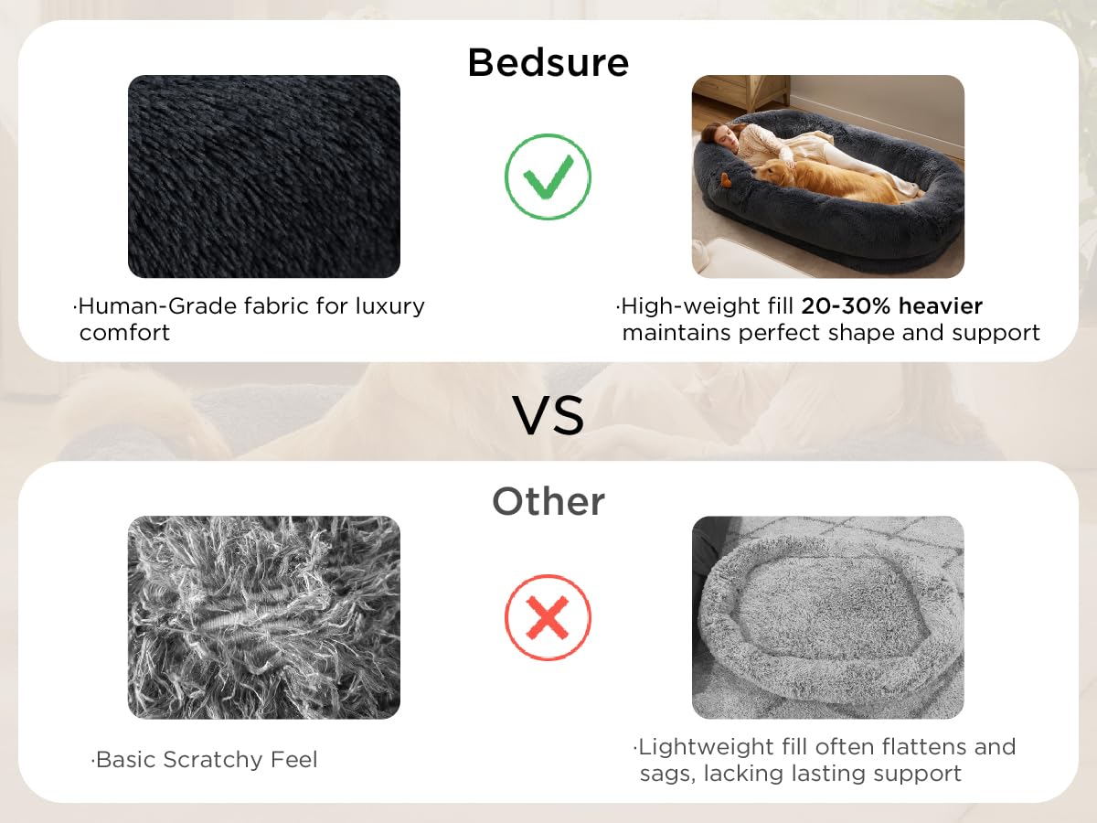 Bedsure Human Dog Bed — Calming Giant Orthopedic Faux Fur Bed for Adults 71x44x12