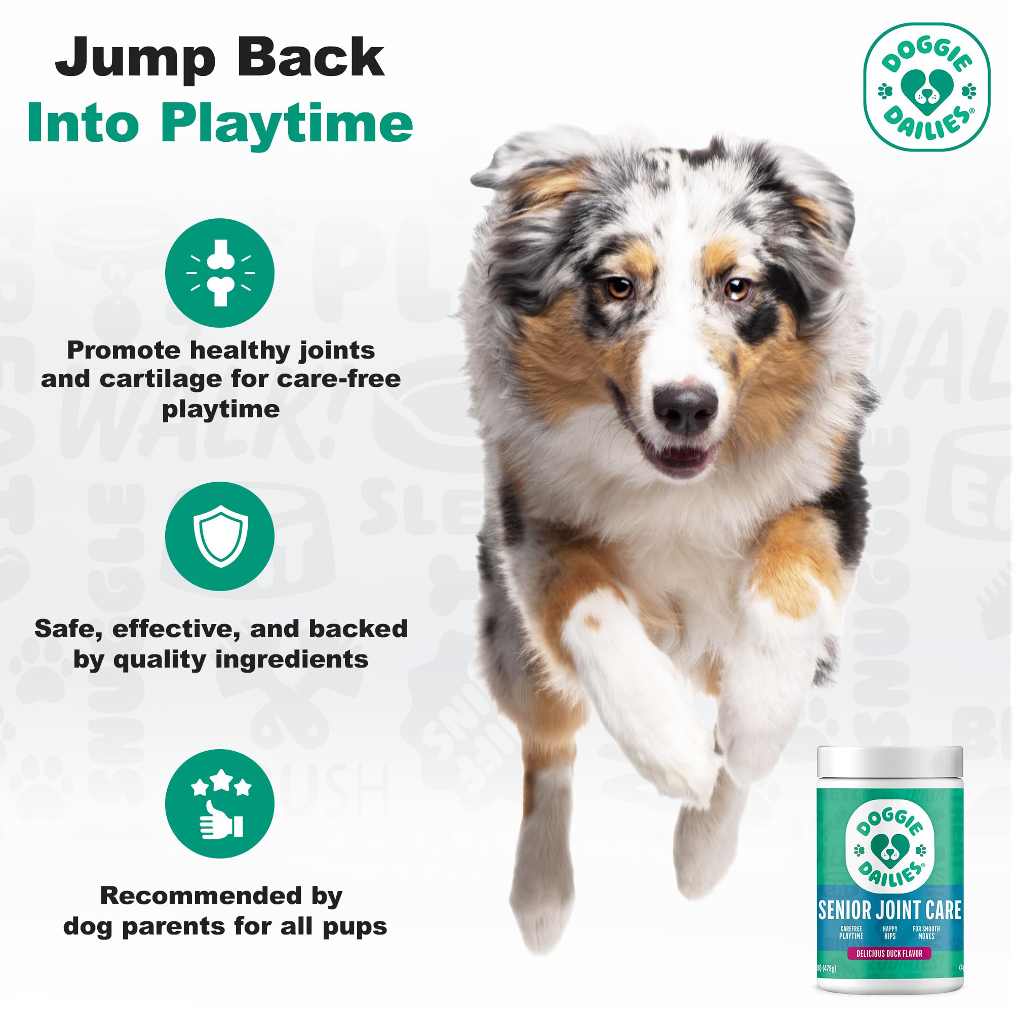 Doggie Dailies Advanced Senior Hip & Joint Chews for Dogs (Duck) - 120 Count
