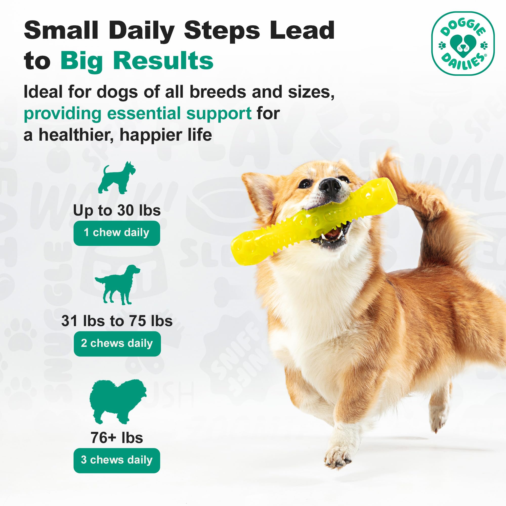 Doggie Dailies Advanced Senior Hip & Joint Chews for Dogs (Duck) - 120 Count
