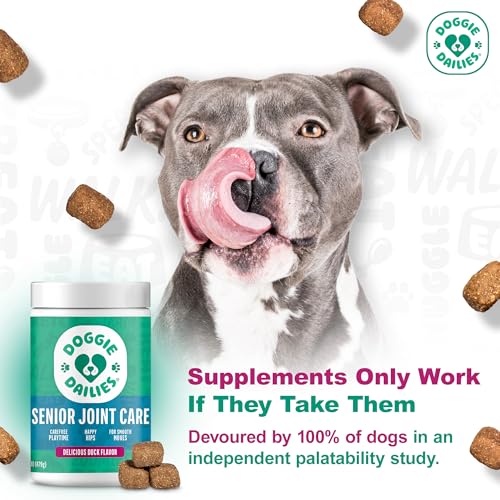 Doggie Dailies Advanced Senior Hip & Joint Chews for Dogs (Duck) - 120 Count
