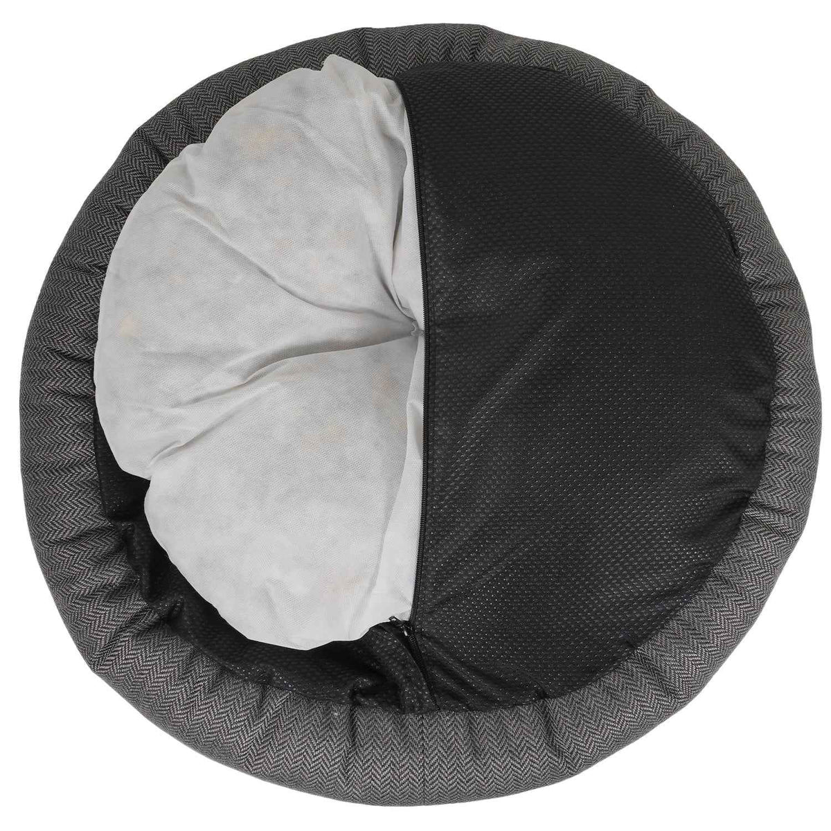 THE BALMORAL | LUXURY HERRINGBONE CALMING DONUT DOG BED