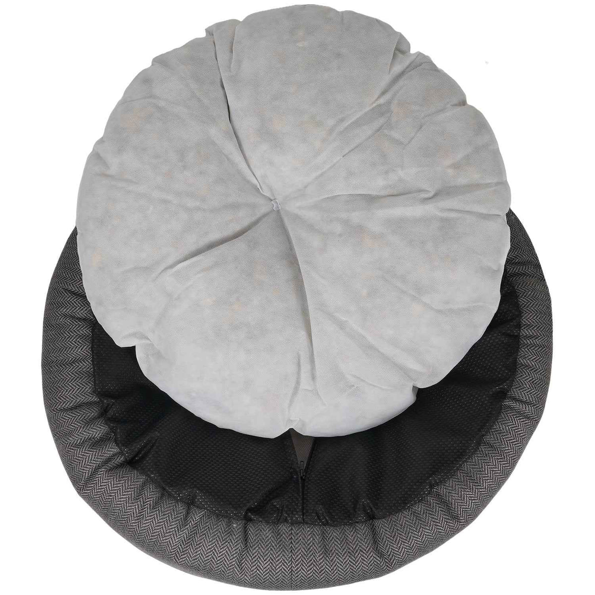 THE BALMORAL | LUXURY HERRINGBONE CALMING DONUT DOG BED