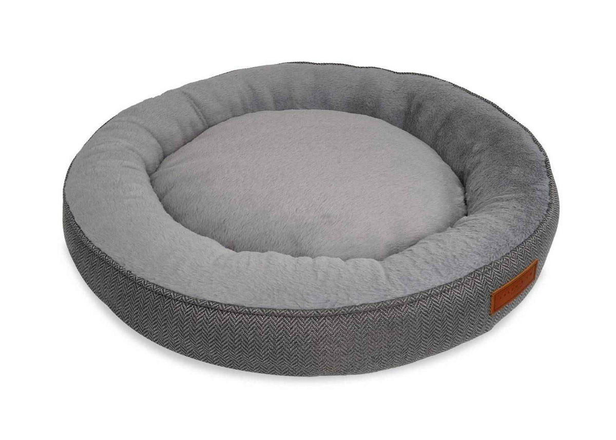 THE BALMORAL | LUXURY HERRINGBONE CALMING DONUT DOG BED