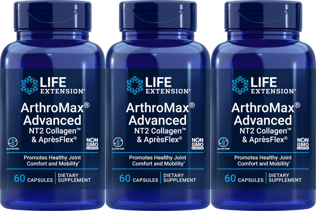 Life Extension ArthroMax Advanced with NT2 Collagen & ApresFlex – 60 Capsules (Pack of 3)