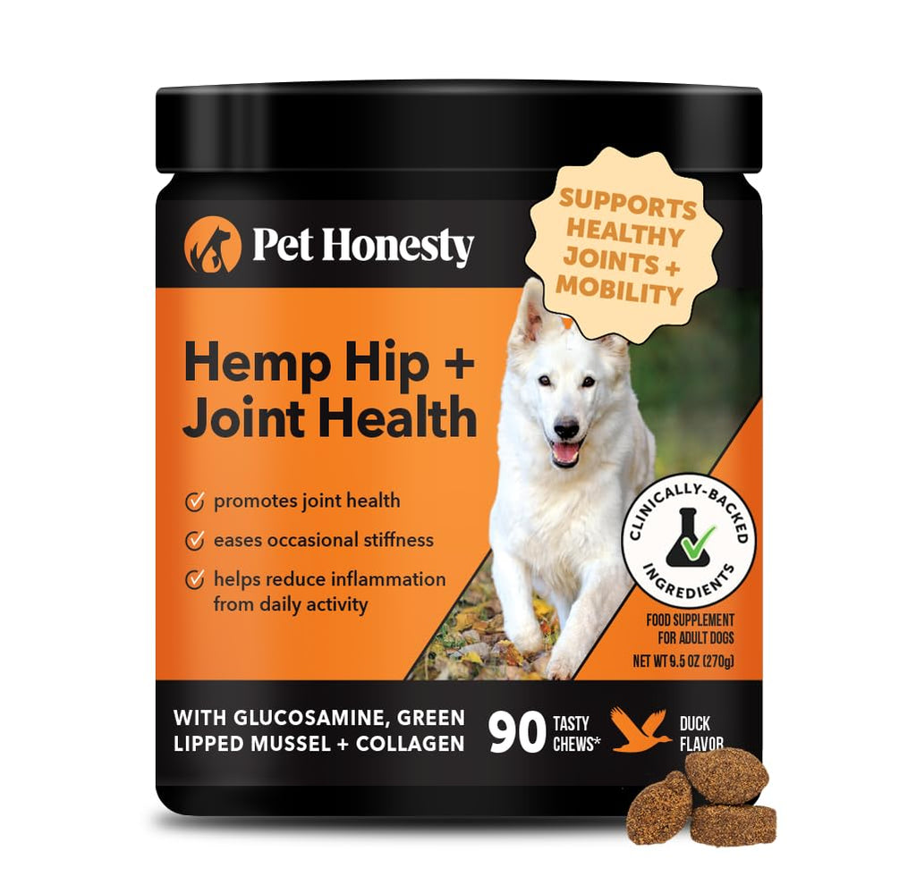 Pet Honesty Hemp Hip & Joint Dog Supplement – Mobility Support (Duck Flavor)