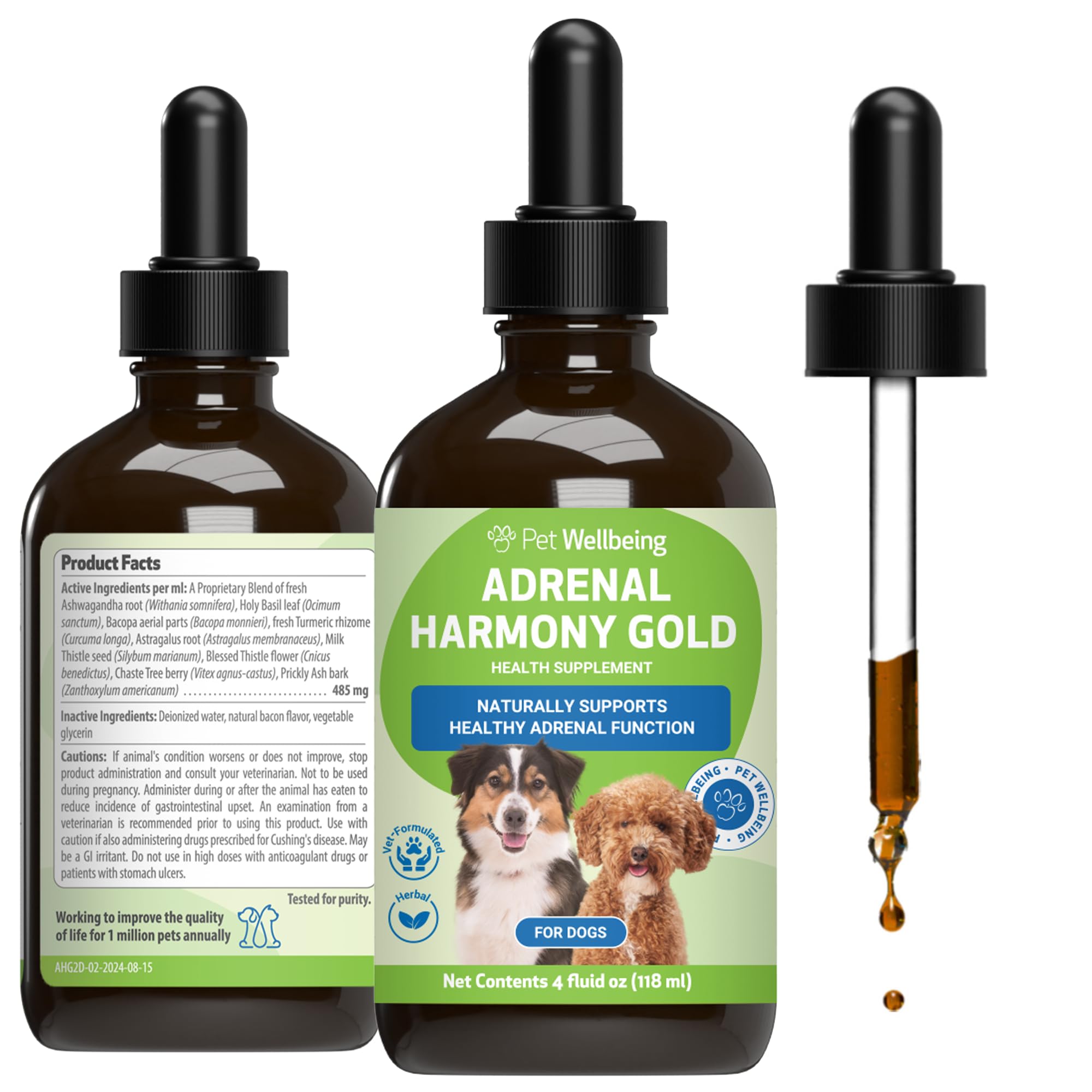 Pet Wellbeing Adrenal Harmony Gold for Dogs – Adrenal Support with Ashwagandha & Bacopa | NASC Certified