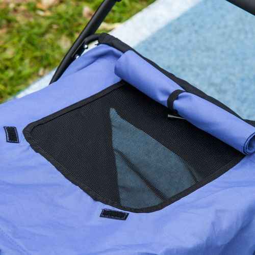 PawHut Foldable Pet Stroller with Cushion, for M, L Dogs - Blue